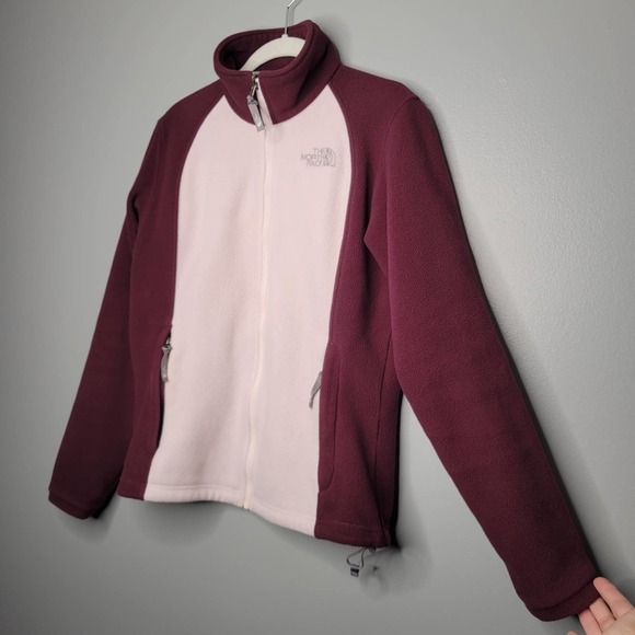 The North Face fleece jacket women's size M pink purple long sleeve zip up - Picture 1 of 12
